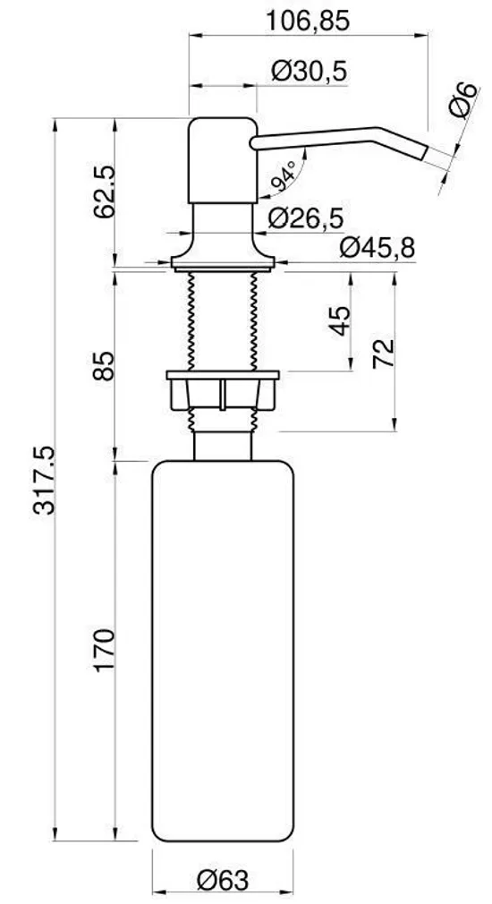 SEEBIDOSAATOR INVENA SIMI 500ML SÜVISTATAV KROOM