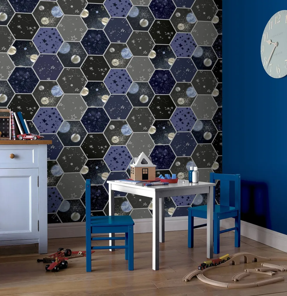 TAPEET ARTHOUSE SPACE HEX MULTI PIMEDAS HELENDAV