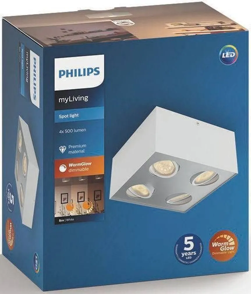 KOHTVALGUSTI PHILIPS BOX 4X4.5W (WGD) VALGE HÄMARDATAV