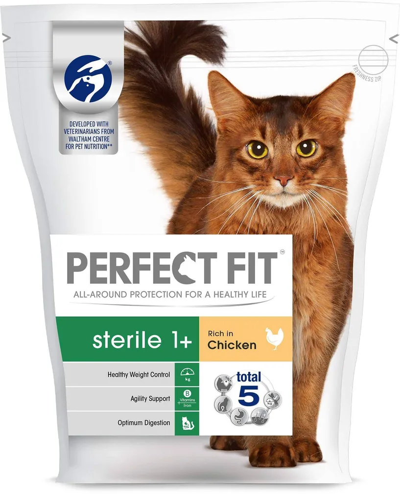 LEMMIKLOOMA KUIVTOIT PERFECT FIT STERILISEERITUD KASSIDELE KANAGA 750G