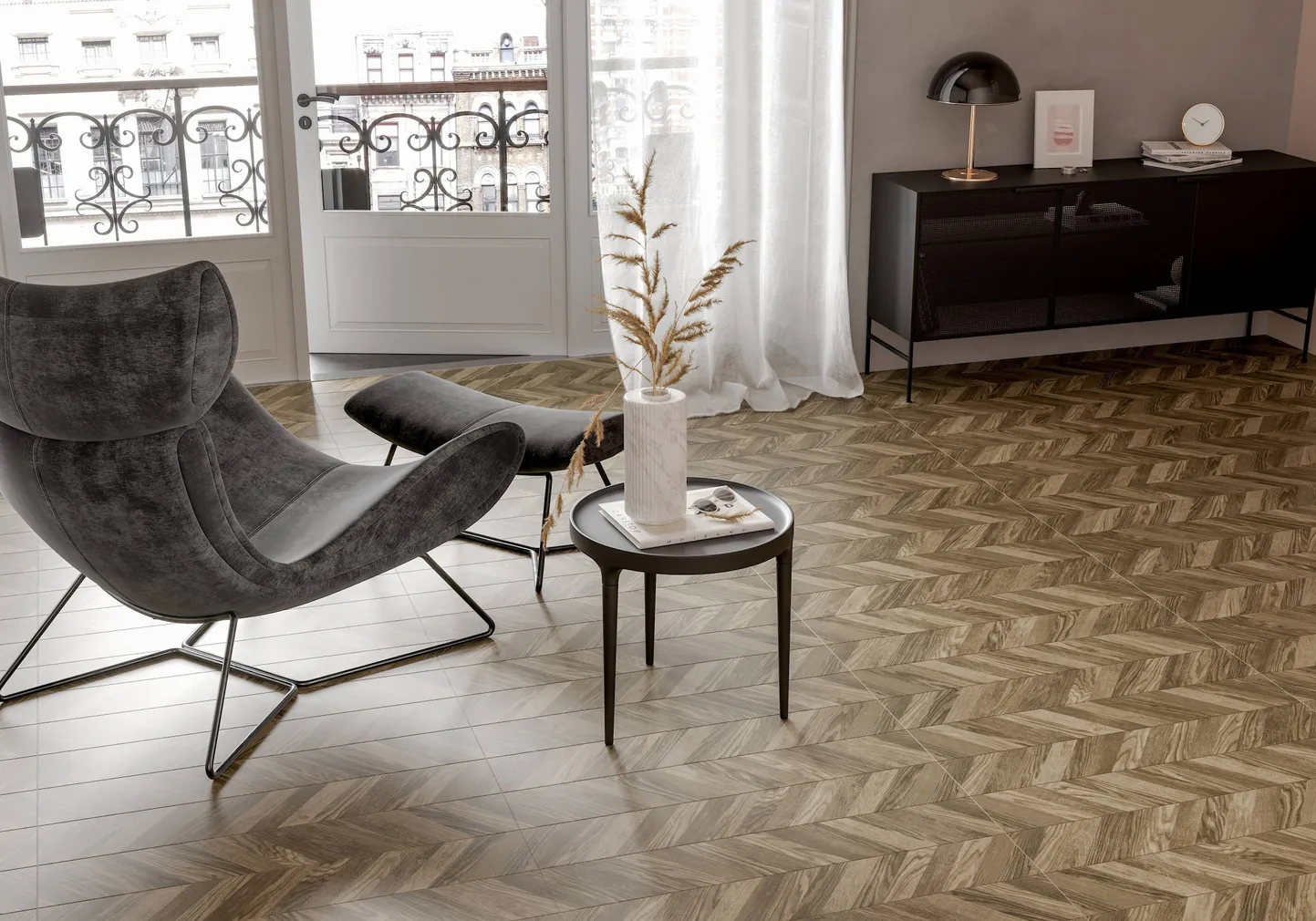 PÕRANDAPLAAT GOLDEN TILE WOOD SHEVRON BROWN RIGHT 15X90CM 1,08M² PAKIS