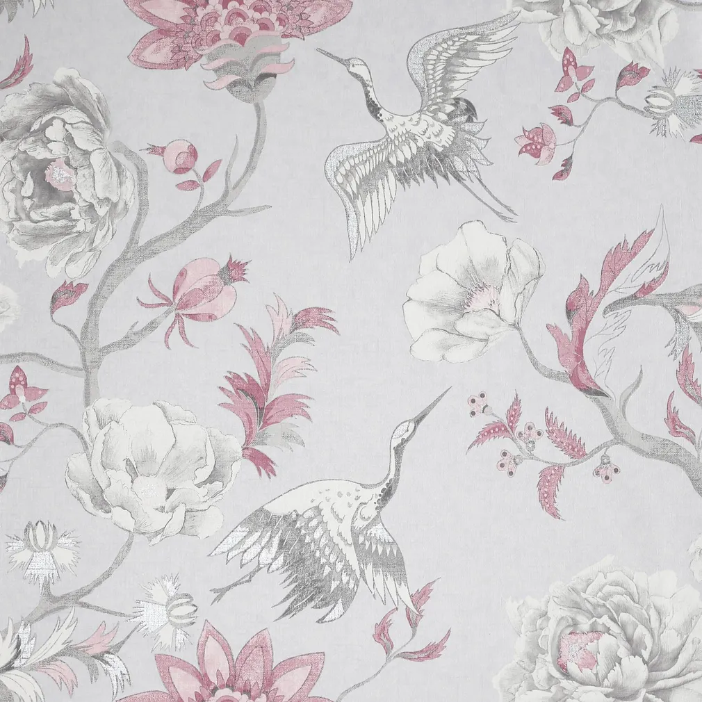 TAPEET ARTHOUSE JAPANESE CRANE GREY & PINK