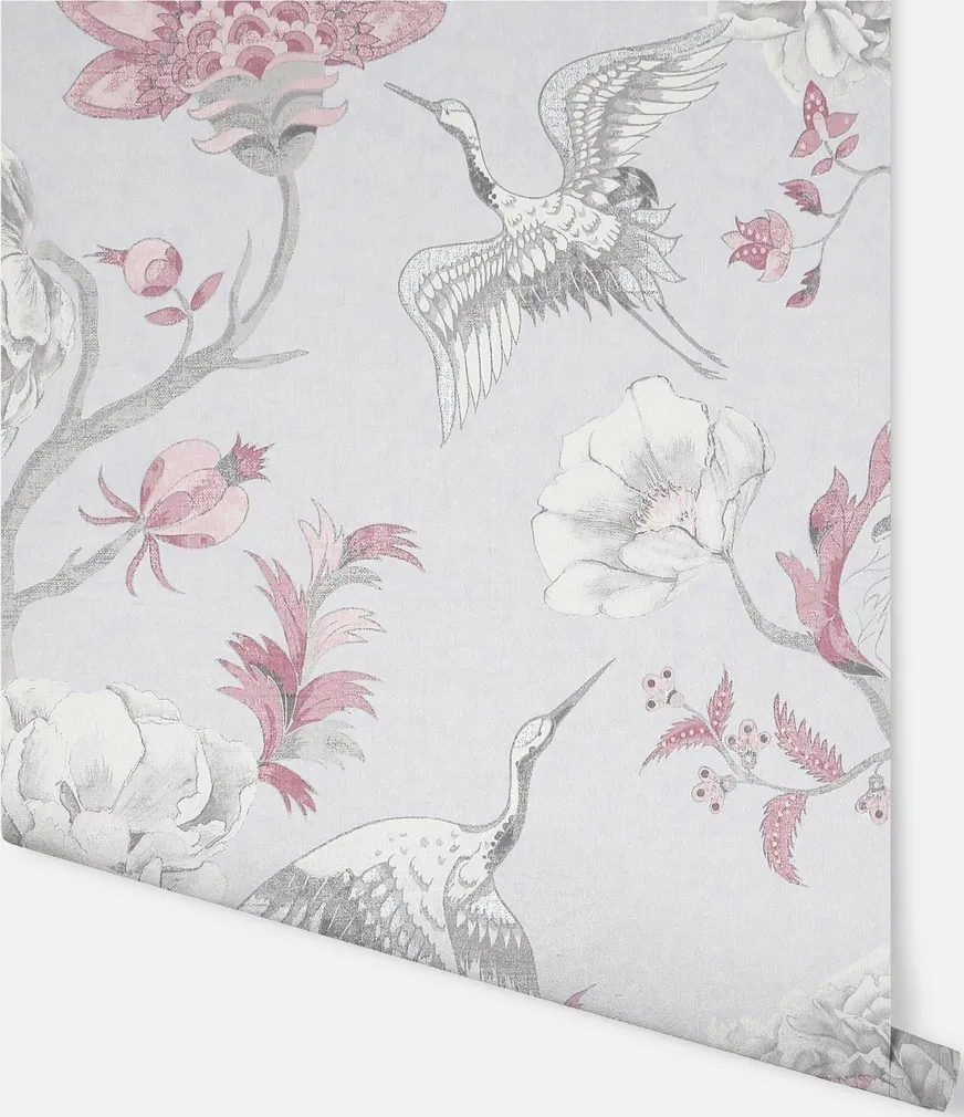 TAPEET ARTHOUSE JAPANESE CRANE GREY & PINK