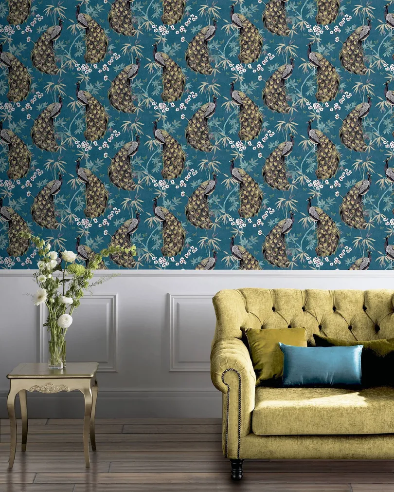 TAPEET ARTHOUSE OPULENT PEACOCK TEAL & GOLD