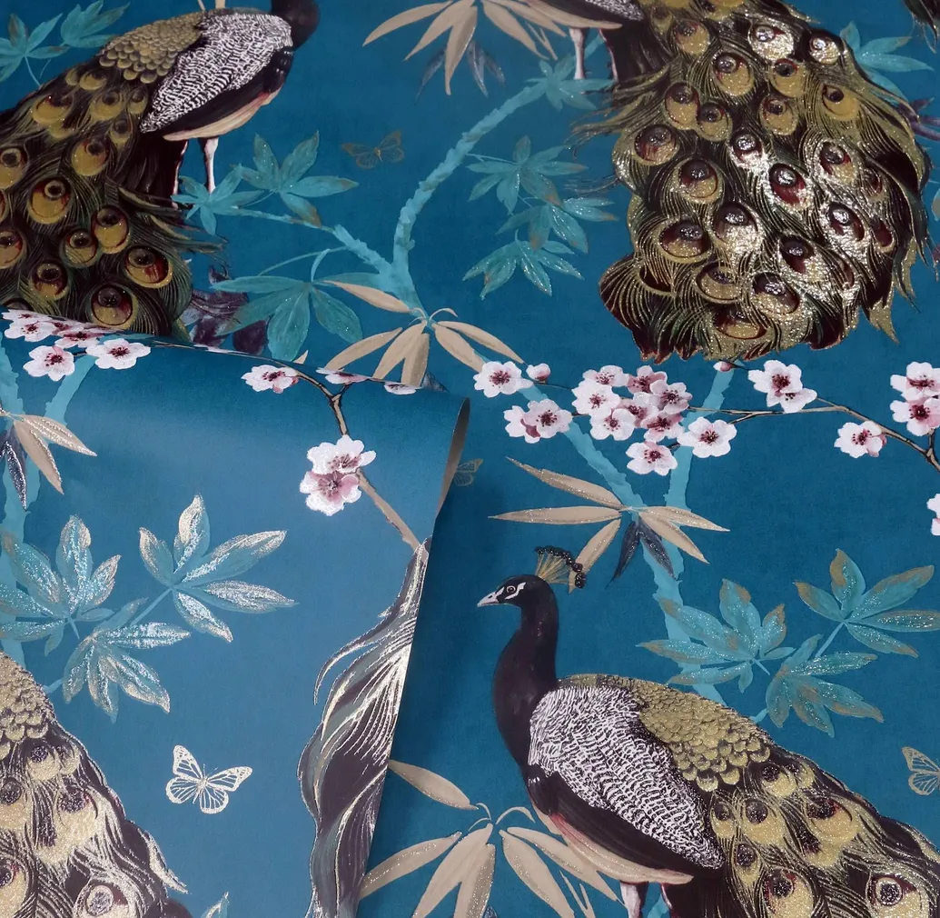 TAPEET ARTHOUSE OPULENT PEACOCK TEAL & GOLD