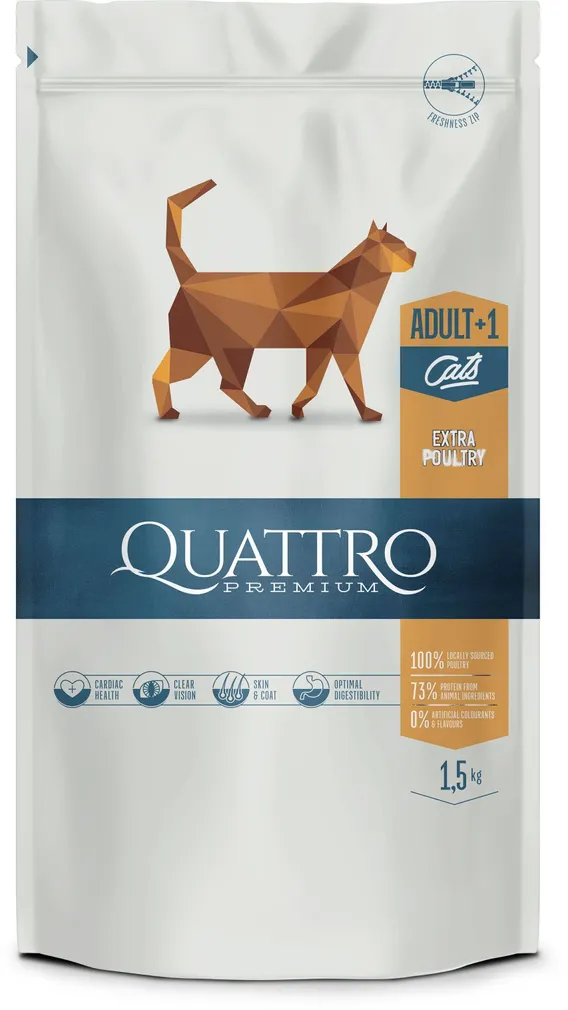 LEMMIKLOOMA KUIVTOIT QUATTRO KASSILE ADULT, LINNULIHA 1,5KG