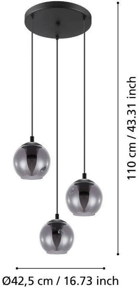 LAELAMP EGLO ARISCANI 3X40W E27 MUST/LÄBIPAISTEV