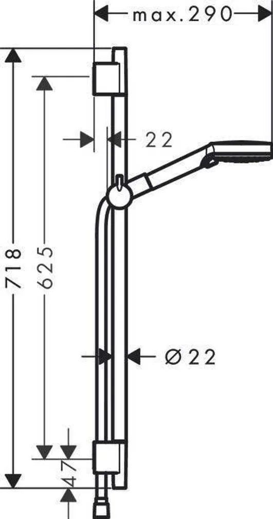 DUŠILIFT HANSGROHE VERNIS VARIO 65 DUŠIKOMPLEKTIGA MATT MUST
