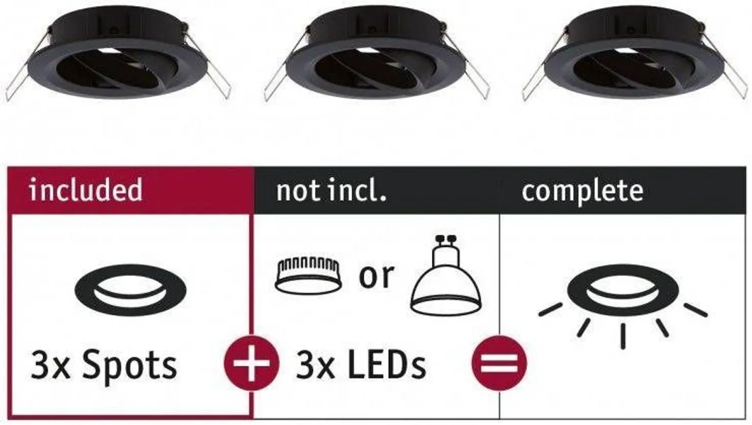 ALLVALGUSTI PAULMANN KOMPLEKT CHOOSE 3X10W LED IP23 SUUNATAV MUST