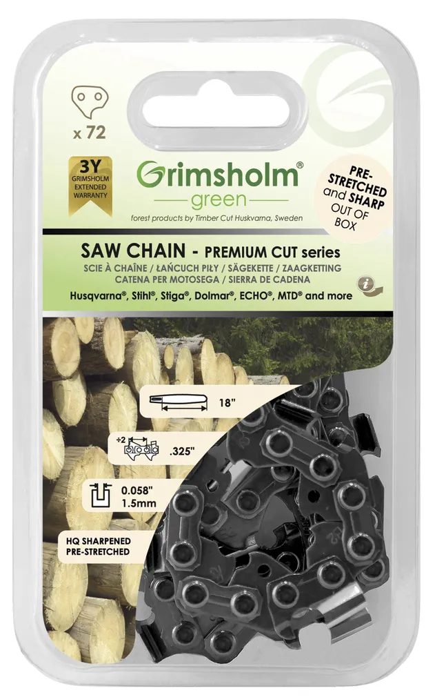 SAEKETT GRIMSHOLM PREMIUM CUT 72DL 0,325" 0,058" 1,5MM 18"