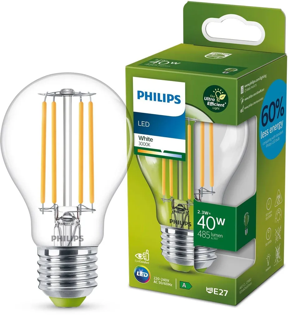 LED LAMP PHILIPS ULTRA 2,3W - 40W A60 E27 3000K