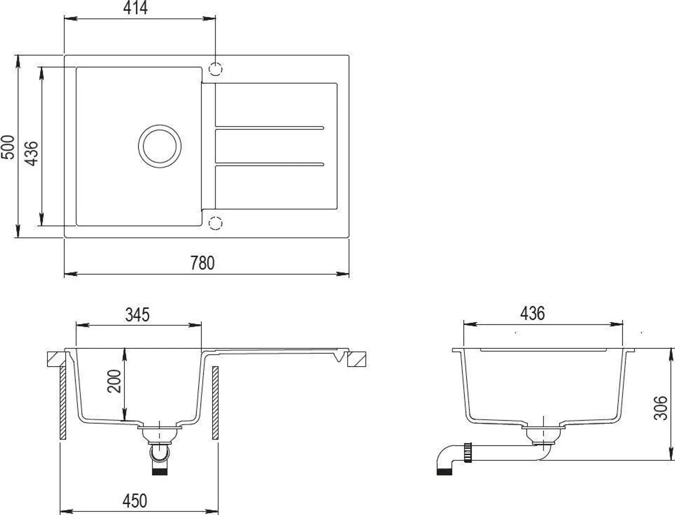 VALAMU JA SEGISTI KOMPLEKT AQUASANITA SQT101-AW+5553E2 GRANIIT MUST