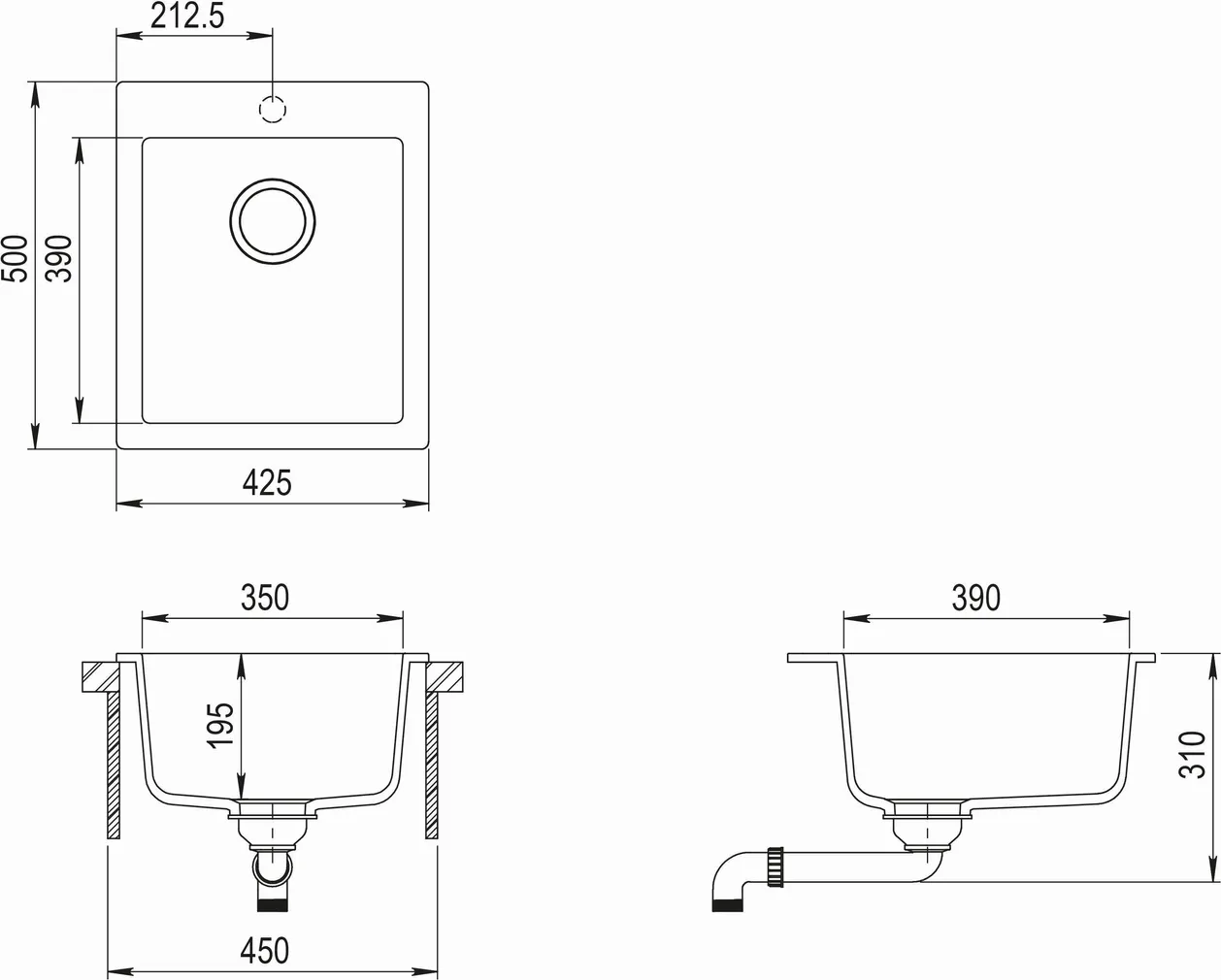 VALAMU JA SEGISTI KOMPLEKT AQUASANITA SQS100W+2813 GRANIIT TUME PRUUN