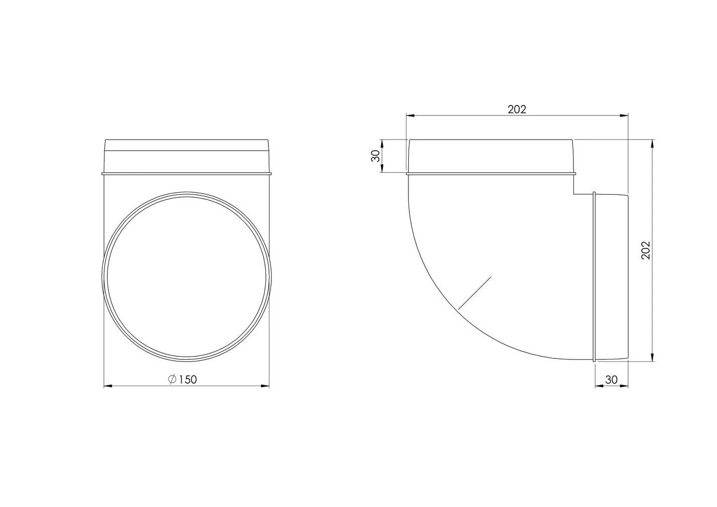 PÕLV EUROPLAST PLAST 150MM 90° AL150-90