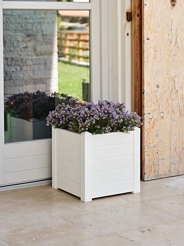 LILLEPOTT TERAPLAST TRAMA 001 42X42X40CM VALGE