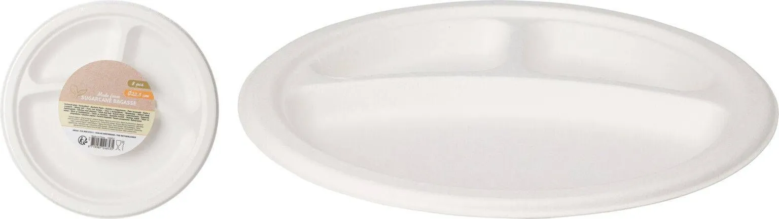 PAPPTALDRIK EXCELLENT HOUSEWARE SEKTSIOONIDEGA BAGASSE 8TK