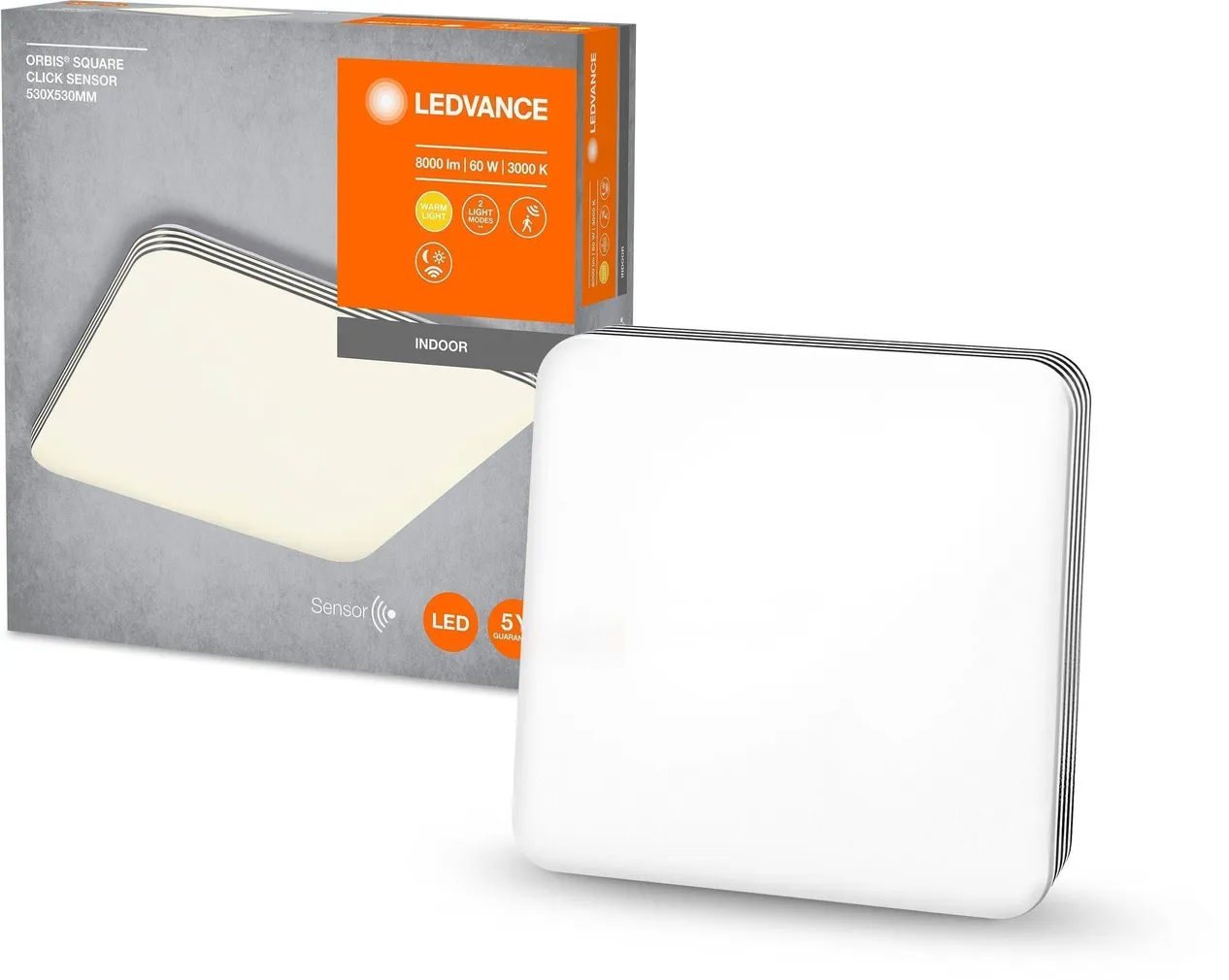 PLAFOON LEDVANCE ORBIS SQUARE 530 60W 8000LM CLICKSENSOR