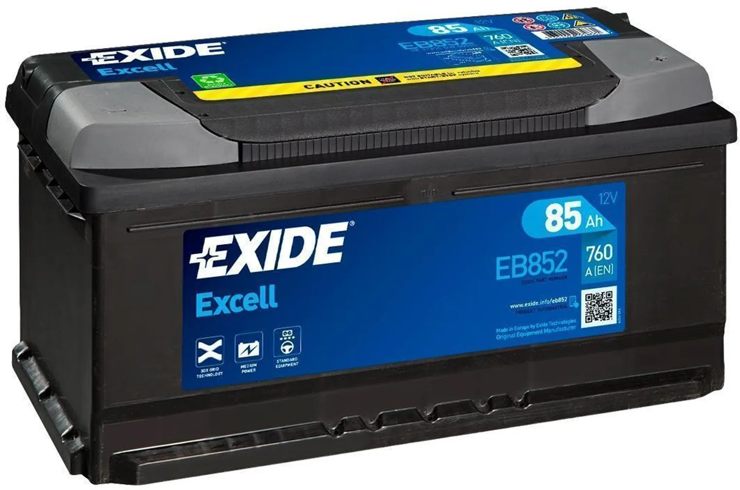 AUTOAKU EXIDE EXCELL 85AH 760A 353X175X175MM