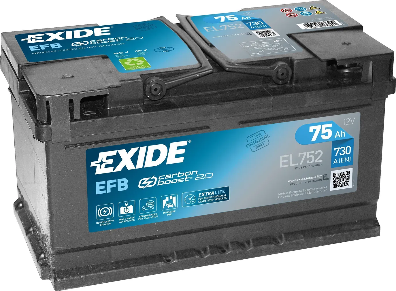 AUTOAKU EXIDE EFB 75AH 730A 315X175X175MM