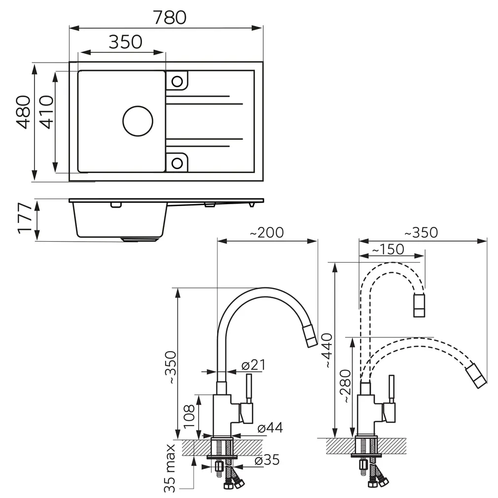 VALAMU JA KÖÖGISEGISTI KOMPLEKT FERRO MEZZO II DRGM48/78GA-SET1-PL