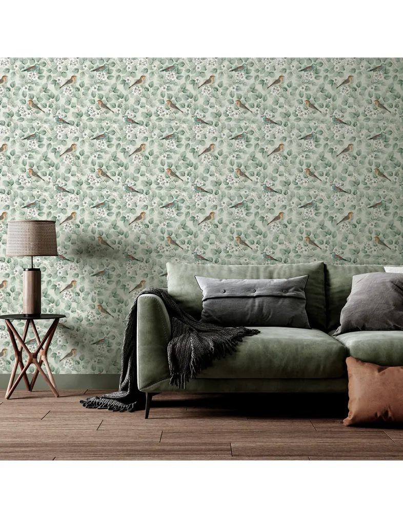 TAPEET ARTHOUSE BIRDS & BLOSSOMS GREEN 0,53X10,05M