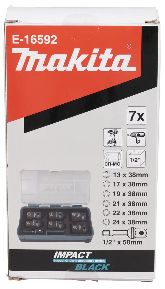 LÖÖKPADRUNITE KOMPLEKT IMPACT BLACK MAKITA 7-OSALINE+PADRUNI ADAPTER