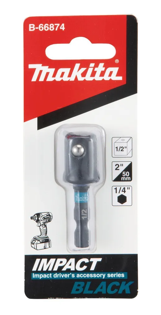 ADAPTER MAKITA IMPACT BLACK ¼”–1/2” X 50MM LÖÖKKRUVIKEERAJATELE
