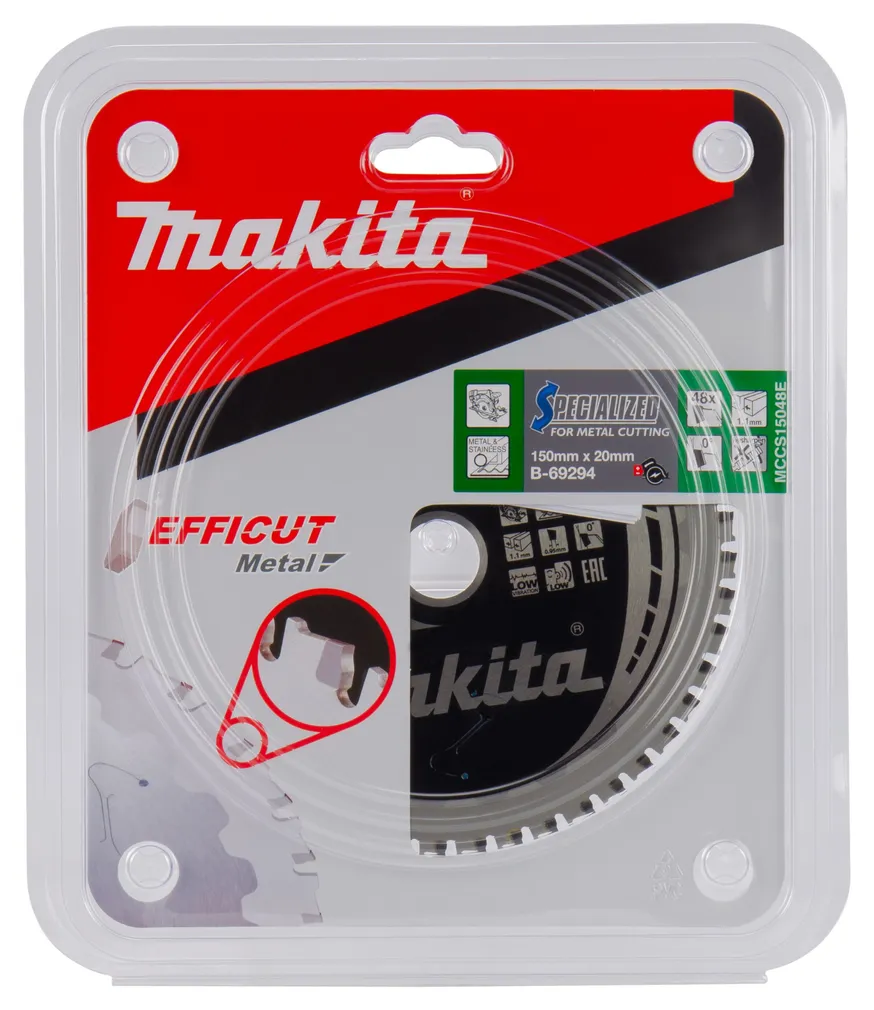 SAEKETAS METALLILE MAKITA 150X1.1X20MM 0° T48 EFFICUT METAL