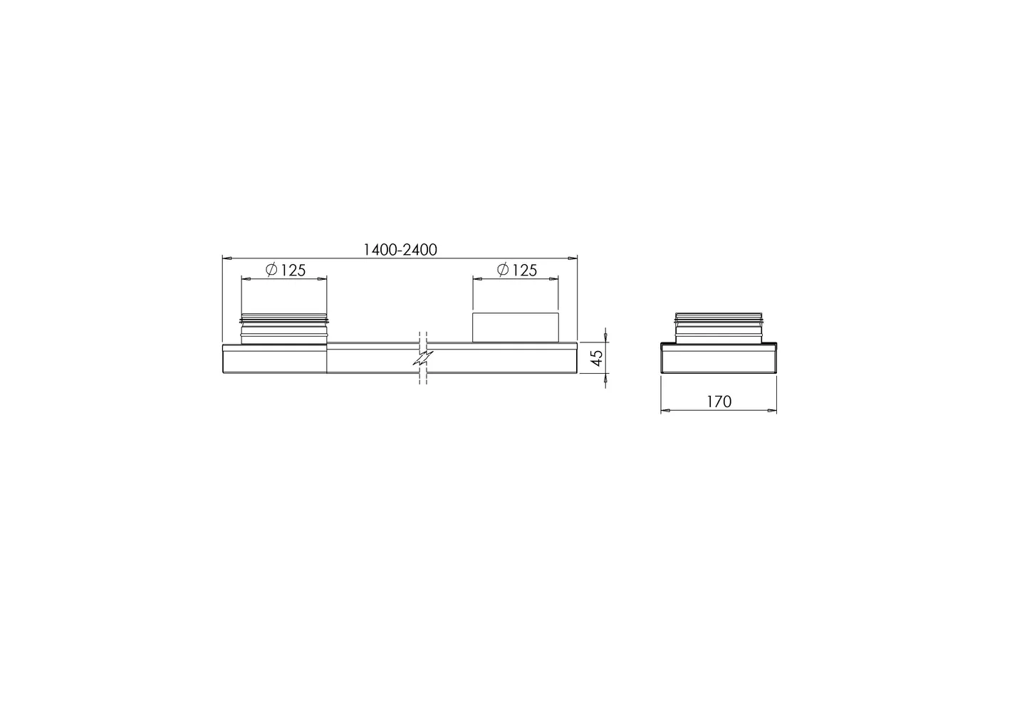 VENTILATSIOONIOTORU EUROPLAST SAUNA D125 170X45X1400-2400MM