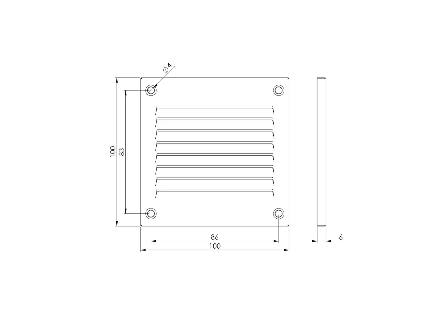 VENTILATSIOONIREST EUROPLAST 100X100MM ANTRATSIIT MR1010A