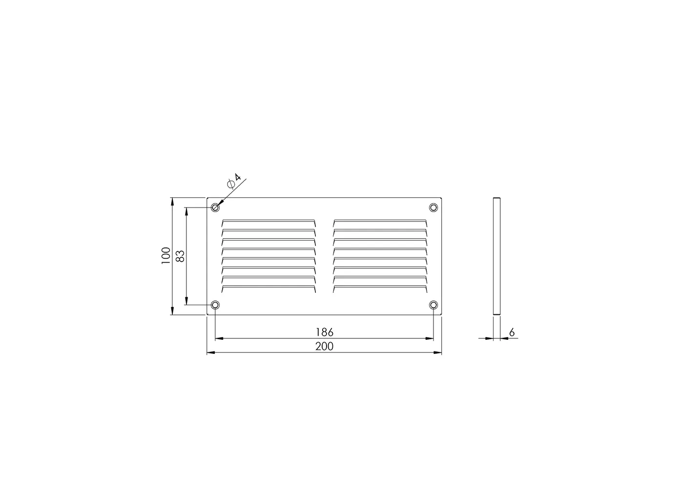 VENTILATSIOONIREST EUROPLAST 200X100MM ANTRATSIIT MR2010A