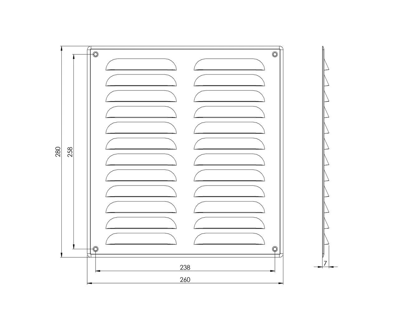 VENTILATSIOONIREST EUROPLAST 260X280MM ANTRATSIIT MR14105A