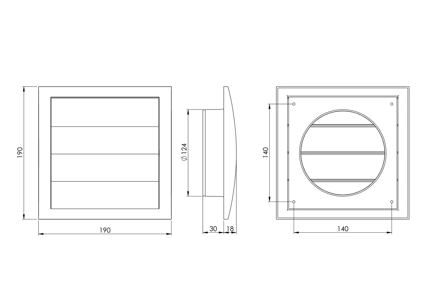 VENTILATSIOONIREST EUROPLAST PLAST 148X153MM 125MM RIBI ANTR.