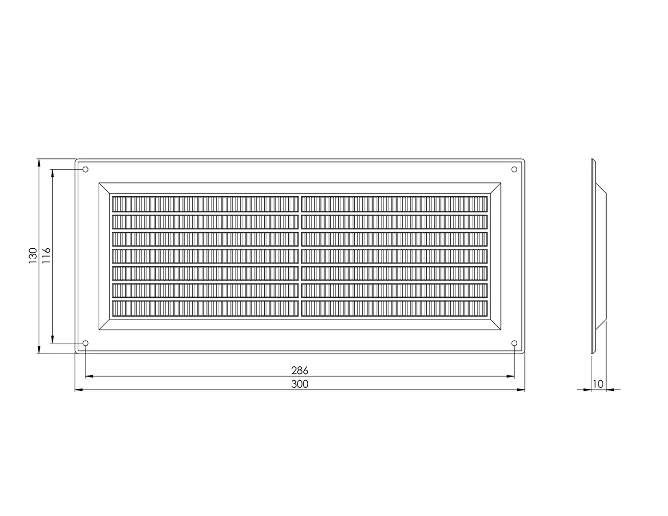 VENTILATSIOONIREST EUROPLAST PLAST 130X300MM MUST VR1330M