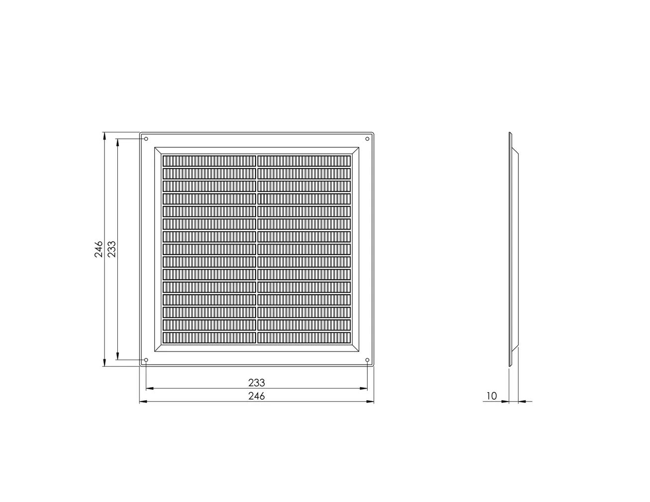 VENTILATSIOONIREST EUROPLAST PLAST 250X250MM MUST VR2525M