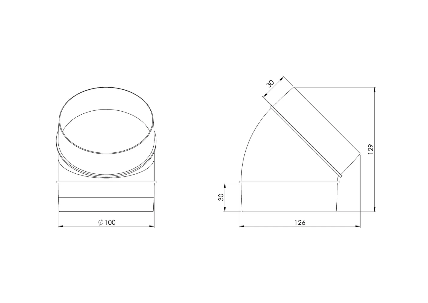 PÕLV EUROPLAST PLAST 45° 100MM AL100-45