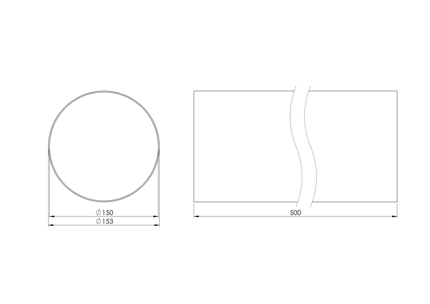 VENTILATSIOONITORU EUROPLAST PLAST 150MM 0.5M