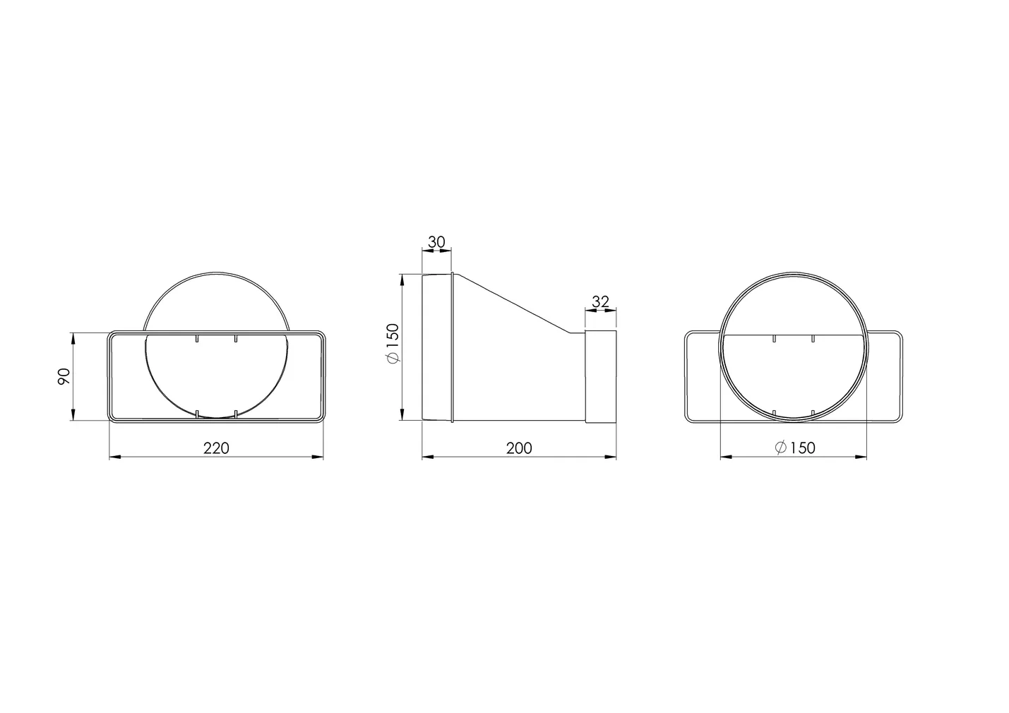 ÜLEMINEK EUROPLAST PLAST 220X90MM-150MM KSD29-150