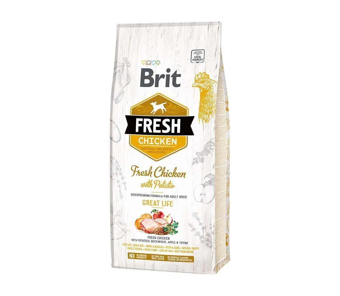 KUIVTOIT BRIT FRESH KOERTELE ADULT KANA JA KARTULIGA 2,5KG