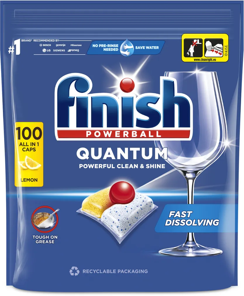 NÕUDEPESUMASINA KAPSLID FINISH POWERBALL QUANTUM LEMON 100TK PAKIS