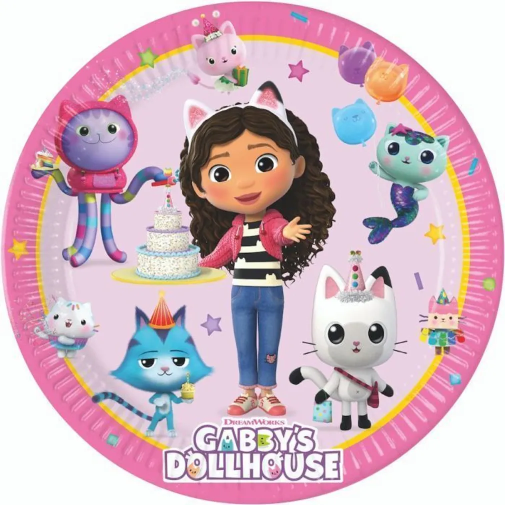 PAPPTALDRIK GABBY'S DOLLHOUSE 23CM 8TK