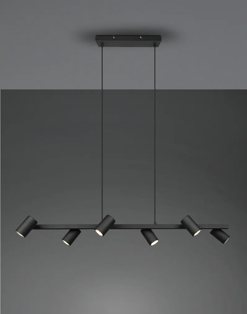 LAEVALGUSTI TRIO MARLEY 115CM 6X35W GU10 MATT MUST