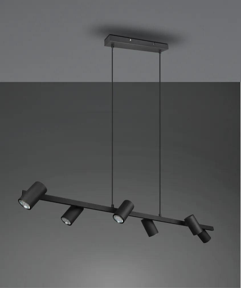LAEVALGUSTI TRIO MARLEY 115CM 6X35W GU10 MATT MUST