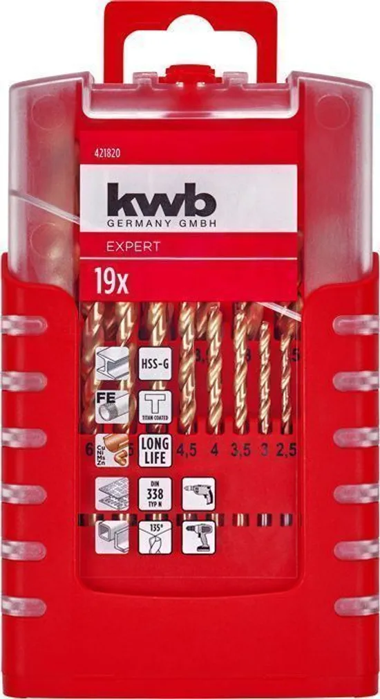 PUURIDE KOMPLEKT KWB HSS-G TIN 19-OSALINE
