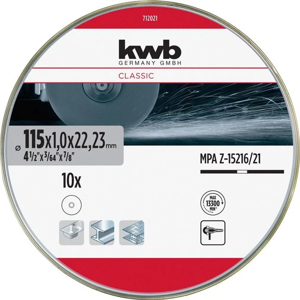 LÕIKEKETAS KWB, ÕHUKESED 115 × 1,0 10TK