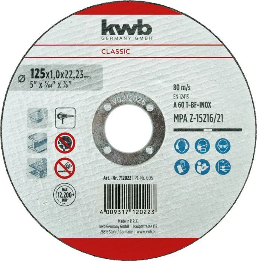 LÕIKEKETAS KWB, ÕHUKESED 125 × 1,0 10TK