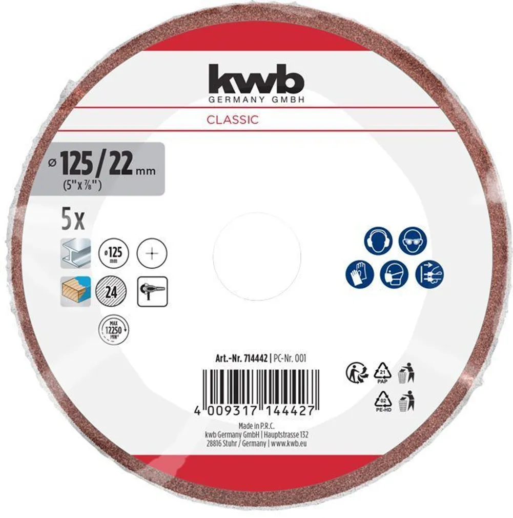 KIUDKETAS KWB, KORUND 125MM G24 5TK
