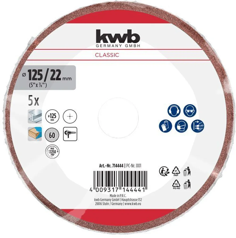 KIUDKETAS KWB, KORUND 125MM G60 5TK