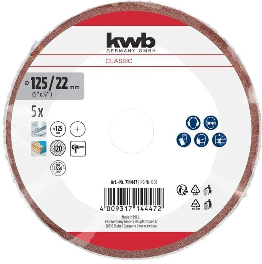 KIUDKETAS KWB, KORUND 125MM G120 5TK