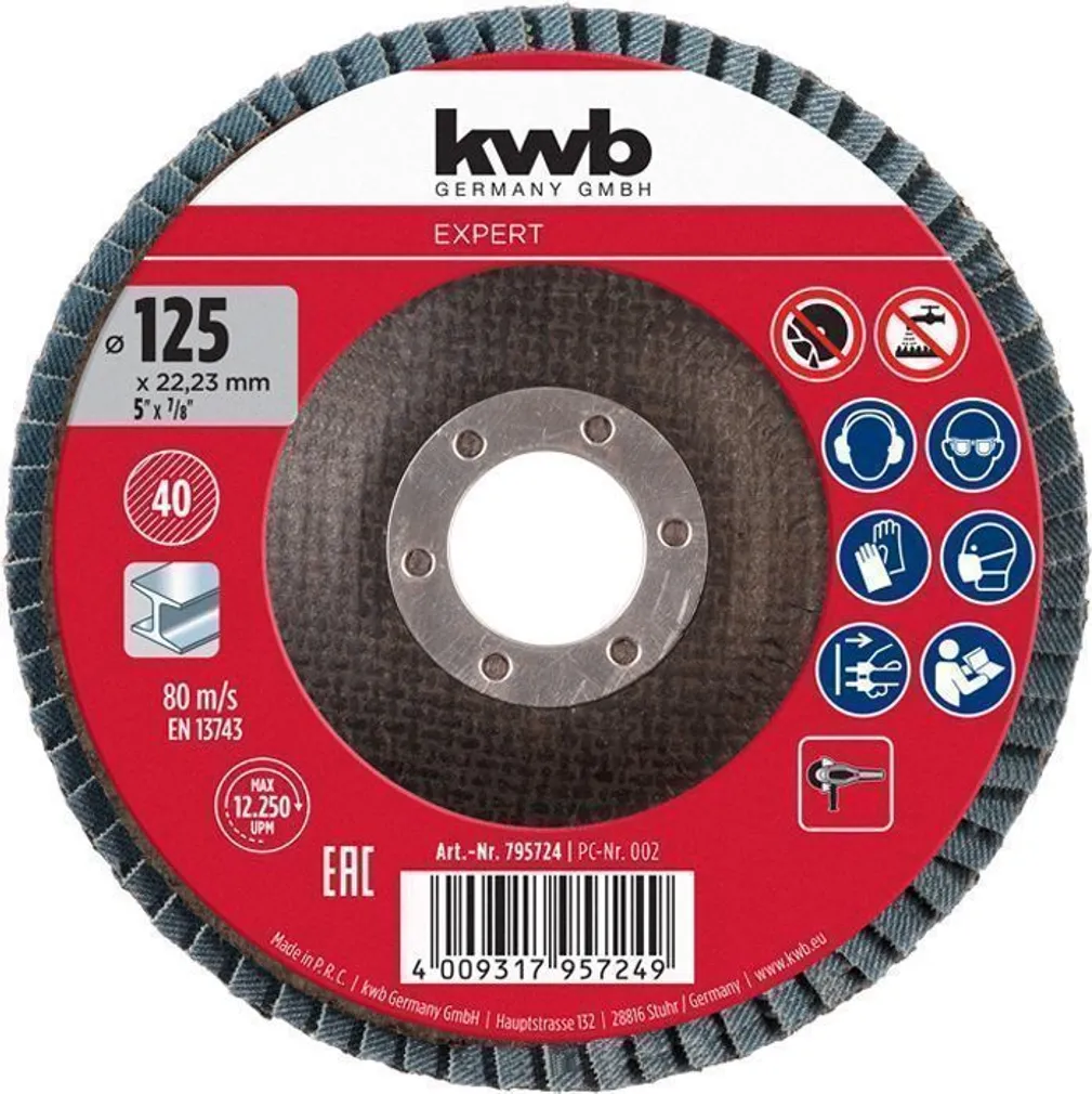 ABRASIIVLAMELLKETAS KWB TSIRKOON, 125MM P40